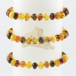 Baltic amber beads bracelet multi-colour polished